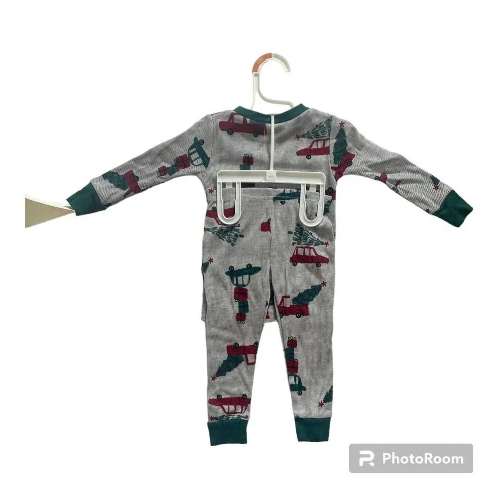 Carter's Just One You Christmas Cars Thermal Pajama Set Infant Size 12 Months